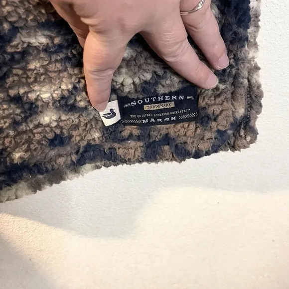 Southern Marsh Pullover Men's Large Aztec Brown Fleece Polyester 1/4 Zip - Picture 6 of 6